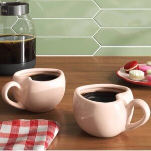 4 Threshold Heart-Shaped Stoneware Soft-Pink Mugs- 10oz